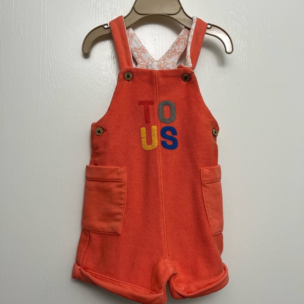 Tous Orange Kids' Short Overalls with Multicolor Lettering